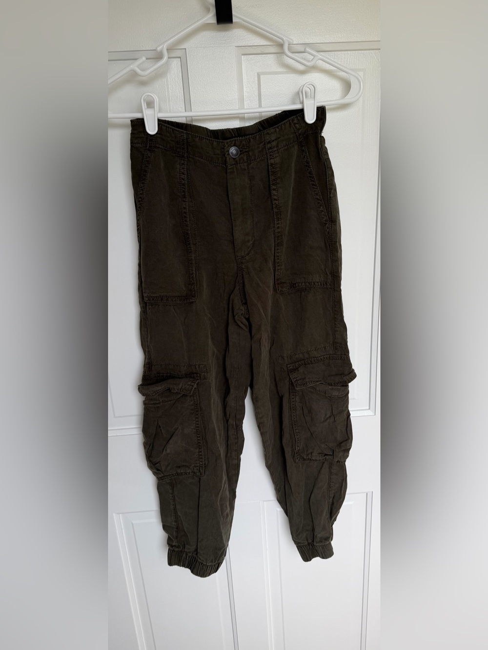 ALLSAINTS‎ Freda Tencel Cargo Jogger Pants Olive Green Utility US 0